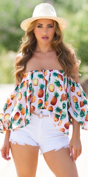 Sexy Sommer off-shoulder Bluse "Ananas"