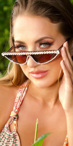 Sexy Cat-Eye Sonnenbrille mit Strass