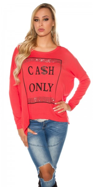 Trendy Koucla Feinstrick Pullover "Cash only"
